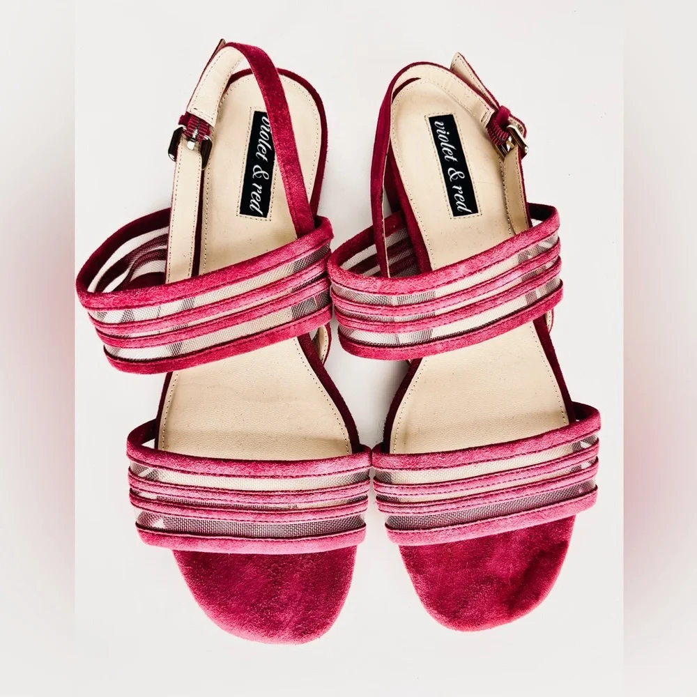 Violet & Red Marisol Mesh Insert Suede Sandal